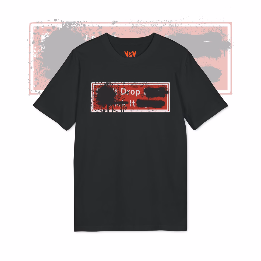 Valour & Venture Drop It Tee, printed on 100% organic ring spun cotton.